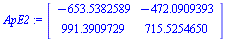 array( 1 .. 2, 1 .. 2, [( 1, 1 ) = -653.5382589, ( 1, 2 ) = -472.0909393, ( 2, 2 ) = 715.5254650, ( 2, 1 ) = 991.3909729 ] )